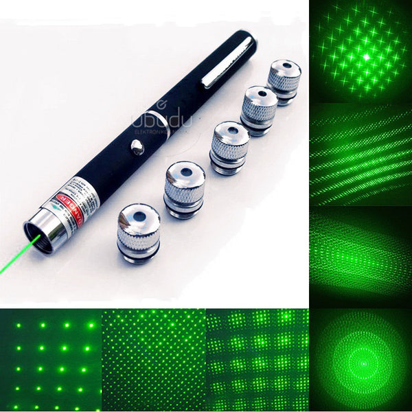Žalias lazeris su efektų antgaliais